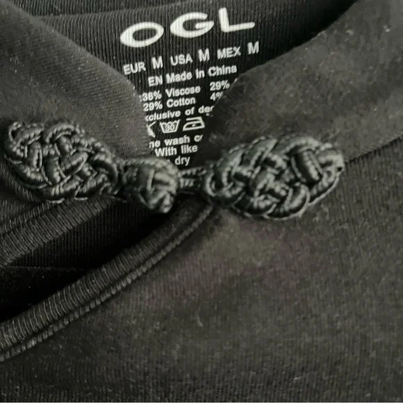 OGL Mandarin Collar Asymmetric Frog Button Brami Top Sz M - Picture 5 of 7